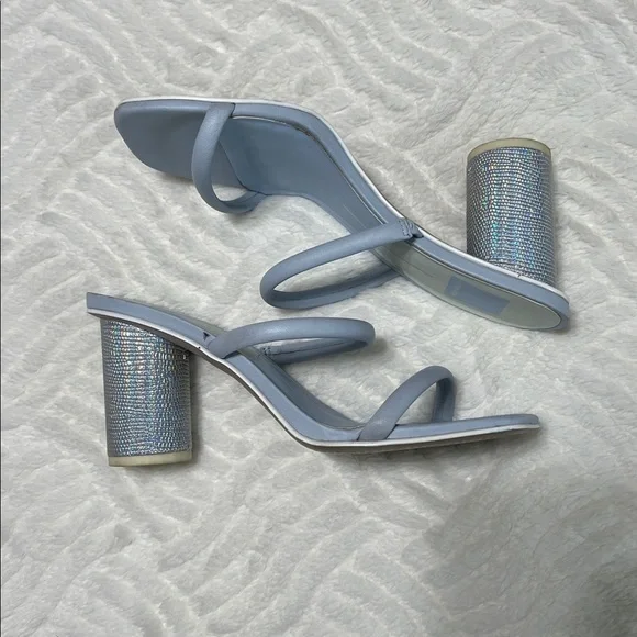 Dolce Vita Noles Light Blue Silver Block Heel Sandals 7.5 - Picture 9 of 14